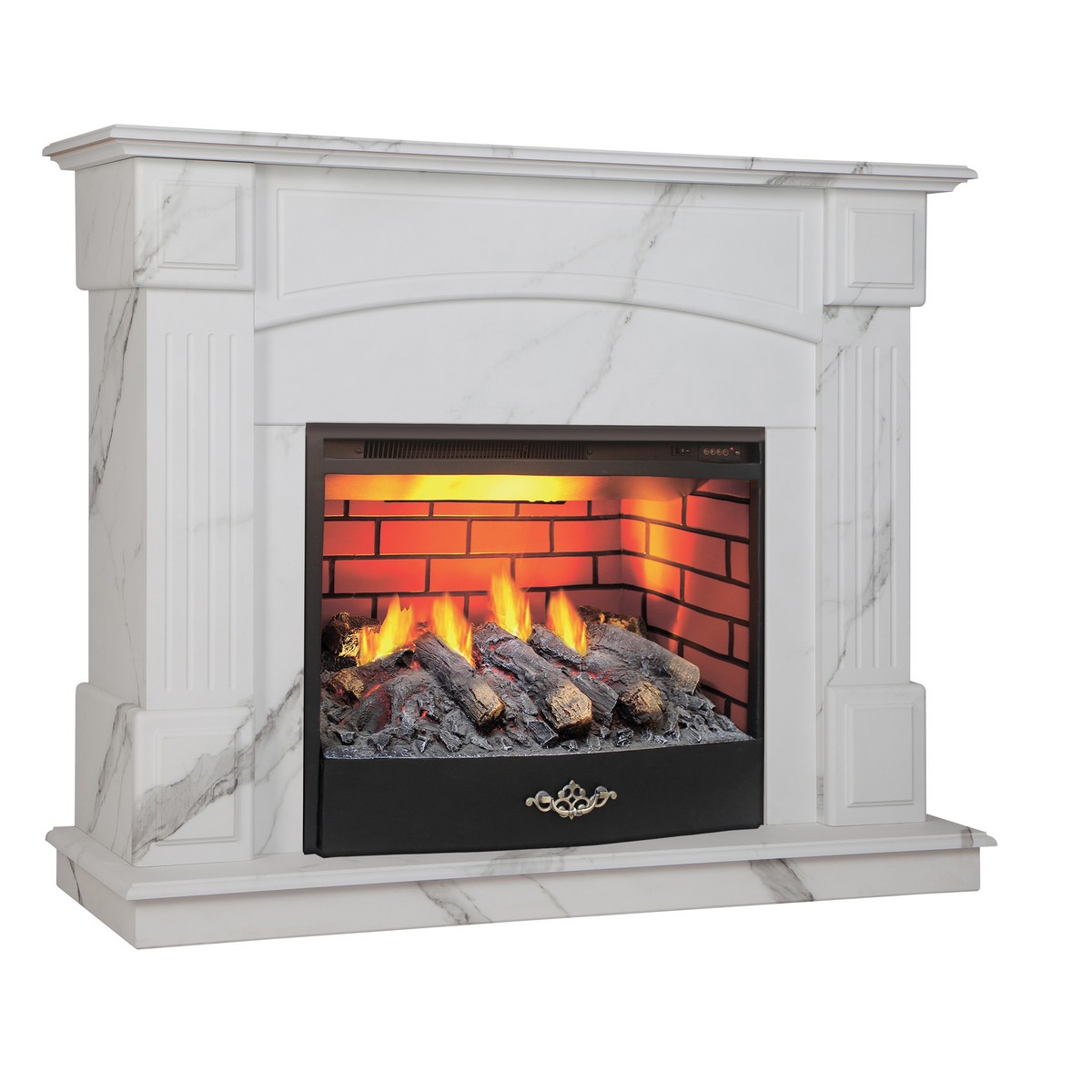 Электрокамин RealFlame Carolina 24/25,5 WT цвет мрамор белый с очагом 3D Firestar 25,5