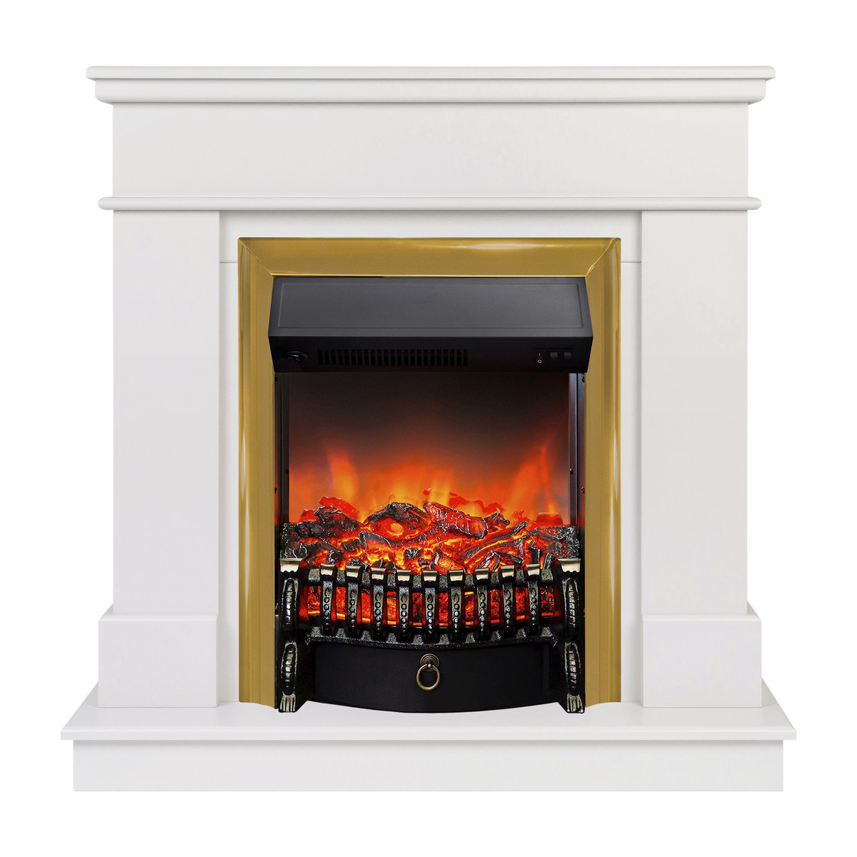 Электрокамин RealFlame Selena STD WT молочный с очагом Fobos Lux Brass