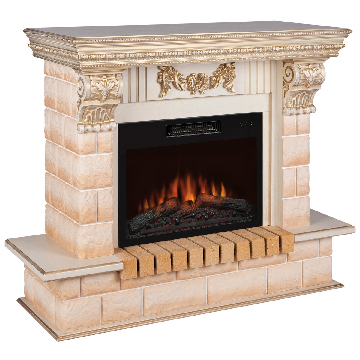 Электрокамин RealFlame Gracia 24/25,5 WT белый дуб с золотой патиной с очагом Kendal 24
