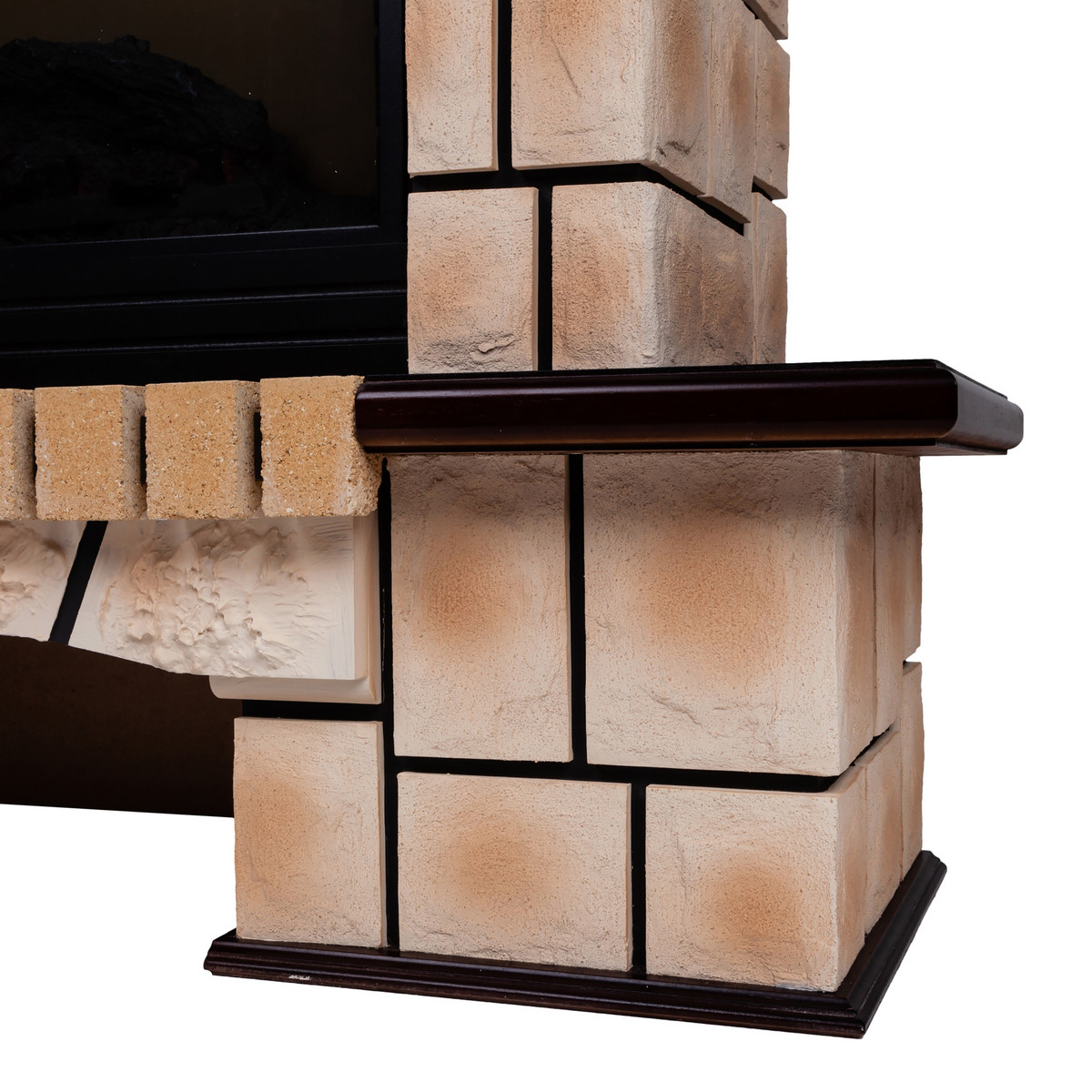 Электрокамин RealFlame Stone Brick AO античный дуб с очагом Evrika 25,5 LED