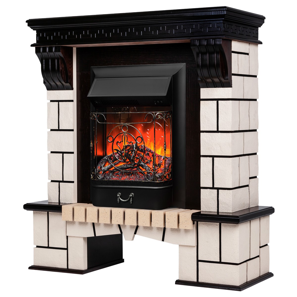 Электрокамин RealFlame Stone AO античный дуб с очагом Majestic Lux Black