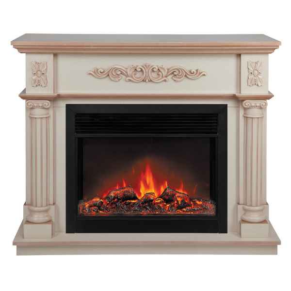 Электрокамин RealFlame Silvia 26 WT белый дуб с бронзовой патиной с очагом Moonblaze