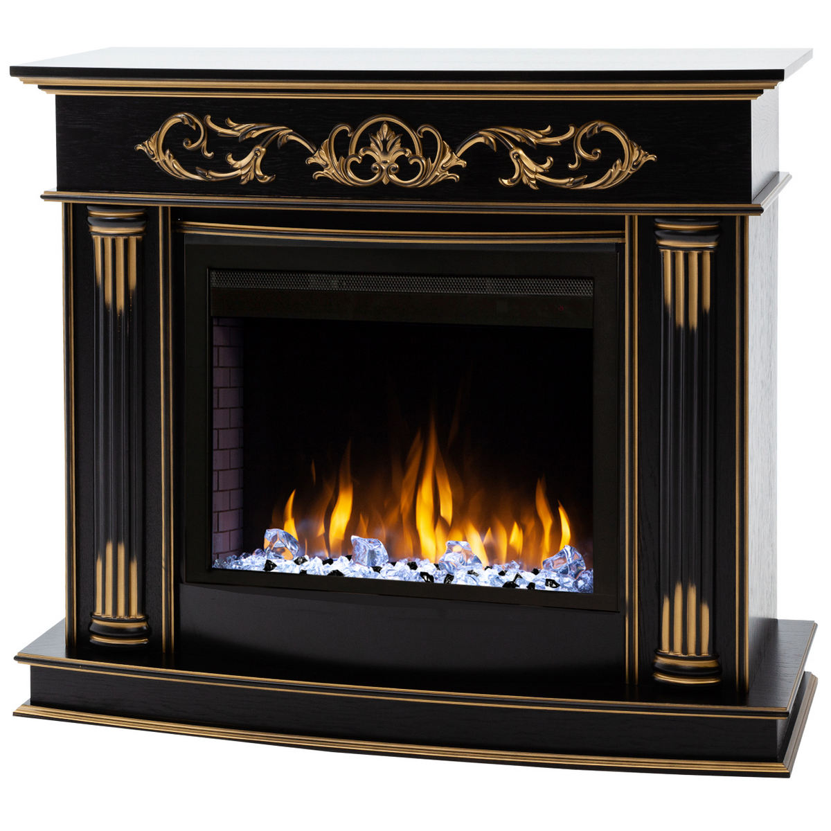 Электрокамин RealFlame Milano DN орех с золотом с очагом Saphir 25,5