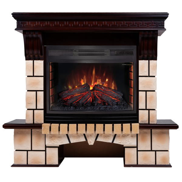 Электрокамин RealFlame Stone Brick AO античный дуб с очагом Firefield 25 S IR