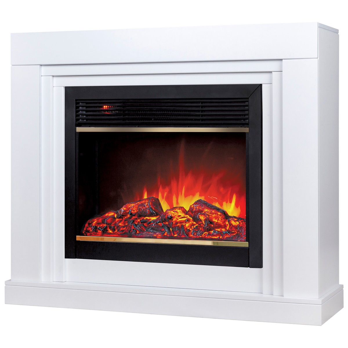 Электрокамин RealFlame Stanley 26 WT белый с очагом Moonblaze Brass