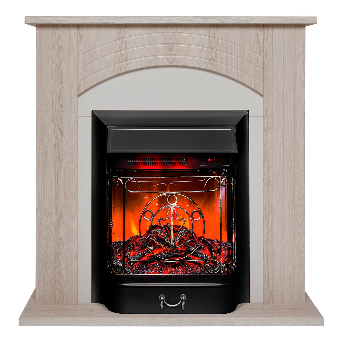 Электрокамин RealFlame Hanna STD LO светлый дуб с очагом Majestic Lux Black RC