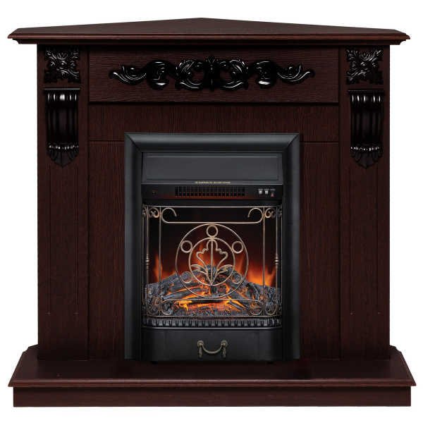 Электрокамин RealFlame Dominica Corner DN орех с очагом Majestic Lux Black
