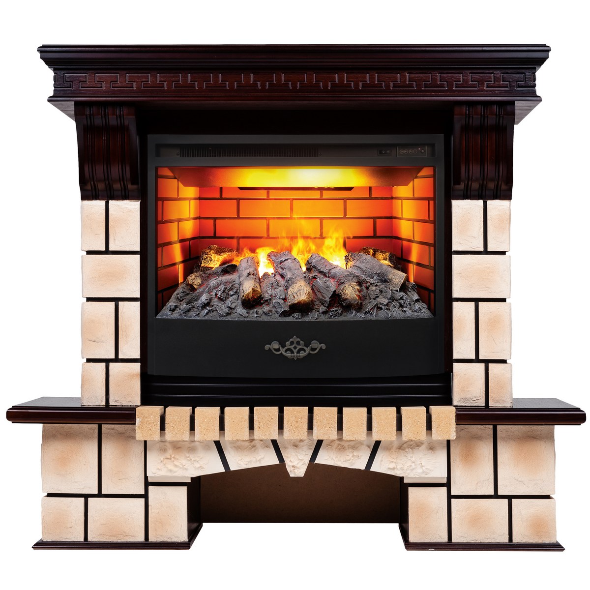 Электрокамин RealFlame Stone Brick AO античный дуб с очагом 3D Firestar 25,5