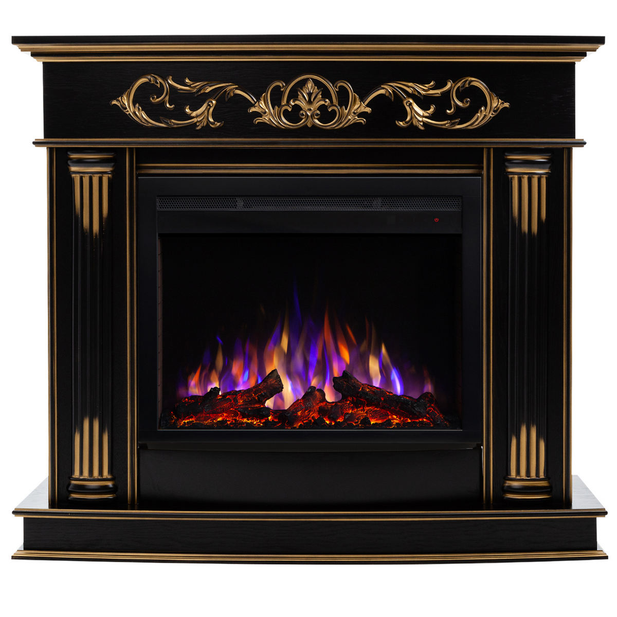 Электрокамин RealFlame Milano DN орех с золотом с очагом Saphir 25,5