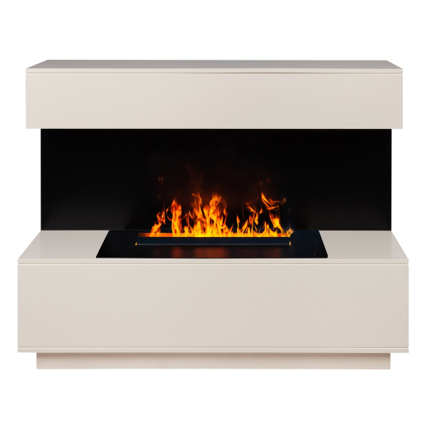 Электрокамин RealFlame Modern CST630 WT белый дуб с очагом 3D Cassette 630 Black Panel