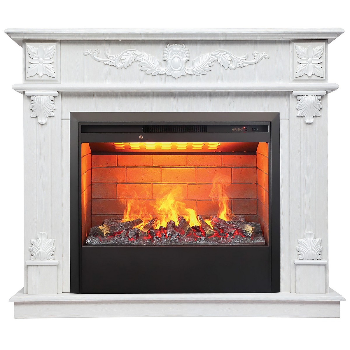 Электрокамин RealFlame Philadelphia 25,5/26 WT белое золото с очагом 3D Helios 26