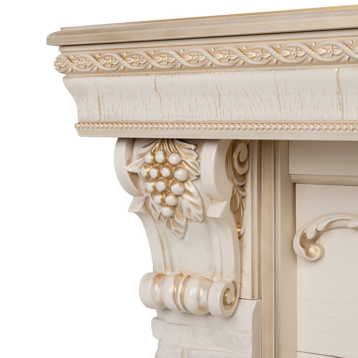 Электрокамин RealFlame Patricia WT белый дуб с золотой патиной с очагом Fobos Lux BL S