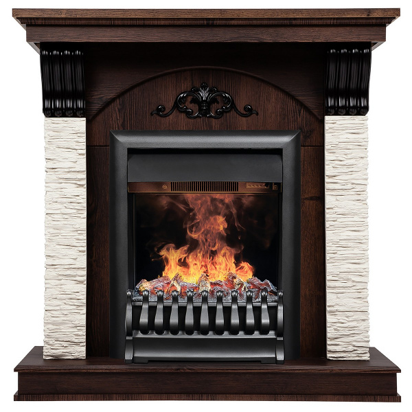 Электрокамин RealFlame Corfino NT орех с очагом 3D Oregan