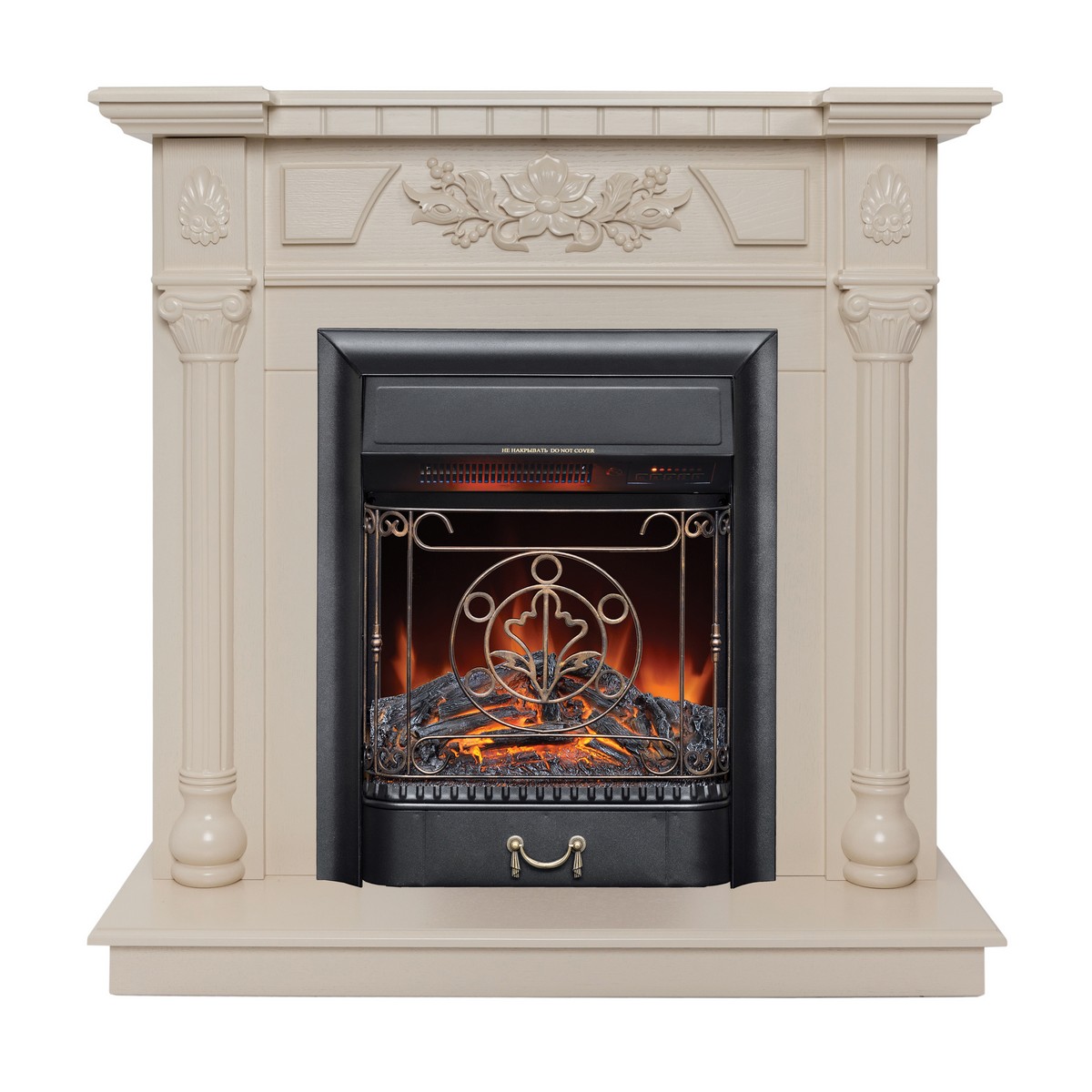 Электрокамин RealFlame Dacota WT белый дуб с очагом Majestic Lux Black RC