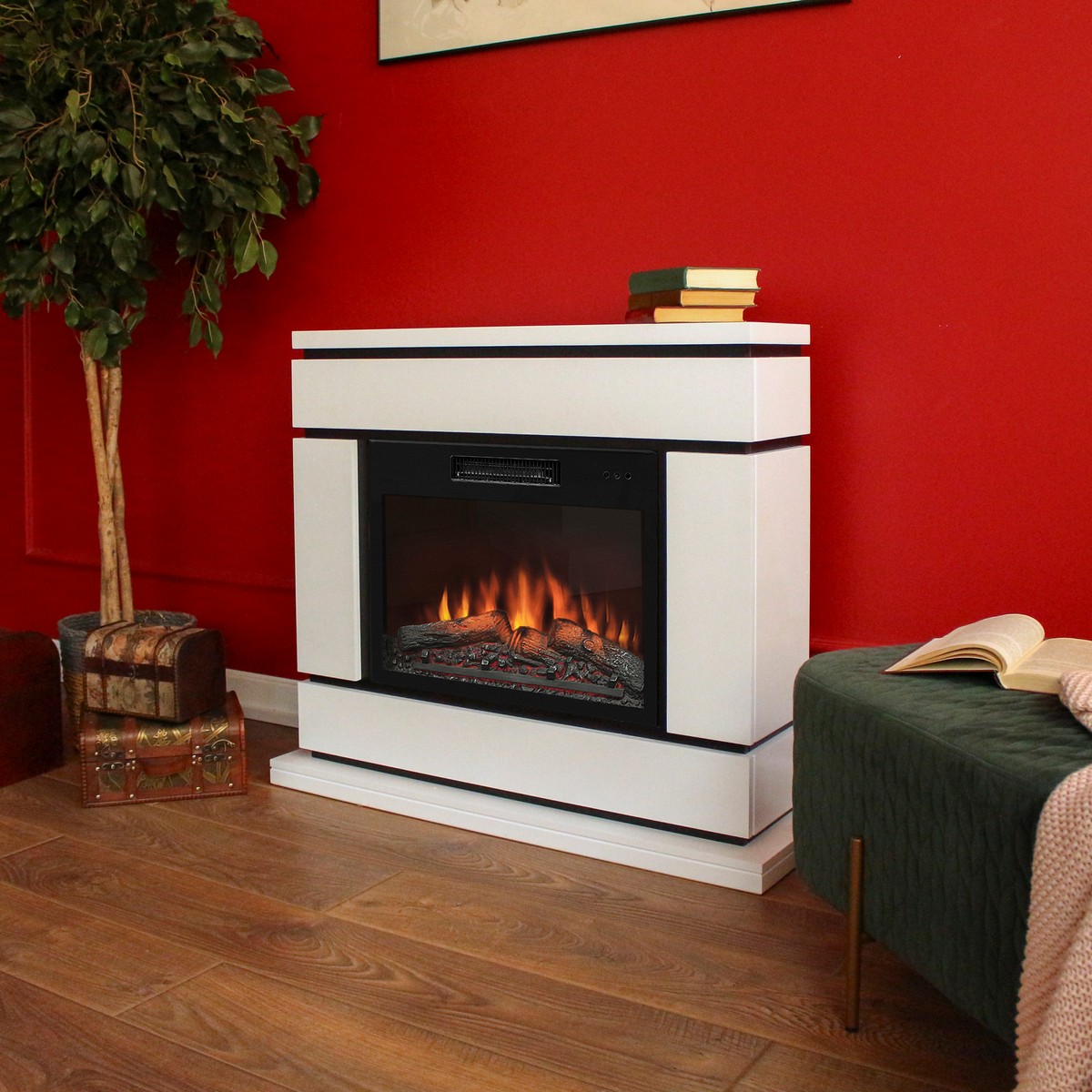 Электрокамин RealFlame Vega 24 WT белый с очагом Kendal 24