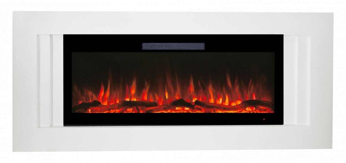 Электрокамин RealFlame Stockholm 42 WT белый c Diamond 42, с муляжом дров и кристаллами